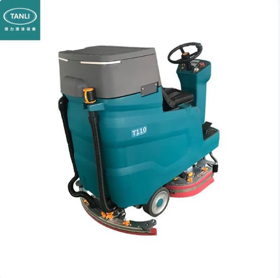 坦力駕駛式洗地機(jī)工業(yè)掃地機(jī)物業(yè)商場(chǎng)吸拖一體工廠洗地車T110